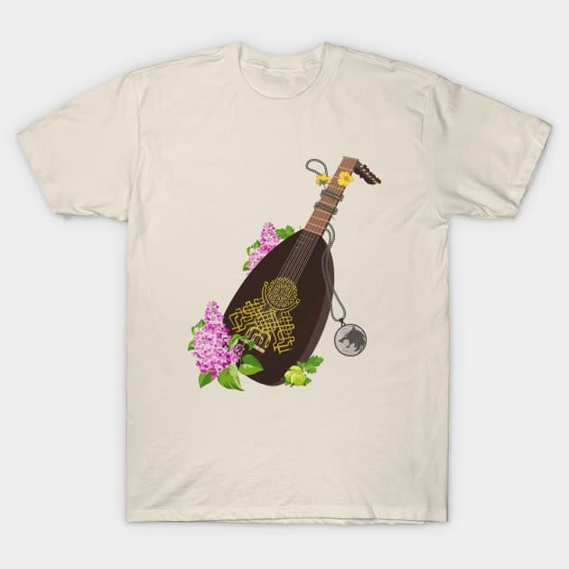 Lute, Medallion, Lilac and Gooseberries T-Shirt by aviaa